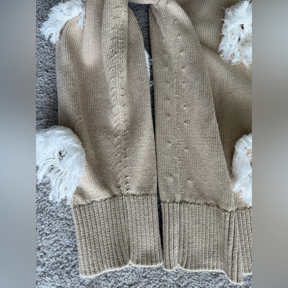 Lafayette 148 New York Feather Fringe Crochet Silk-Blend Sweater Women's Beige S - Picture 8 of 16